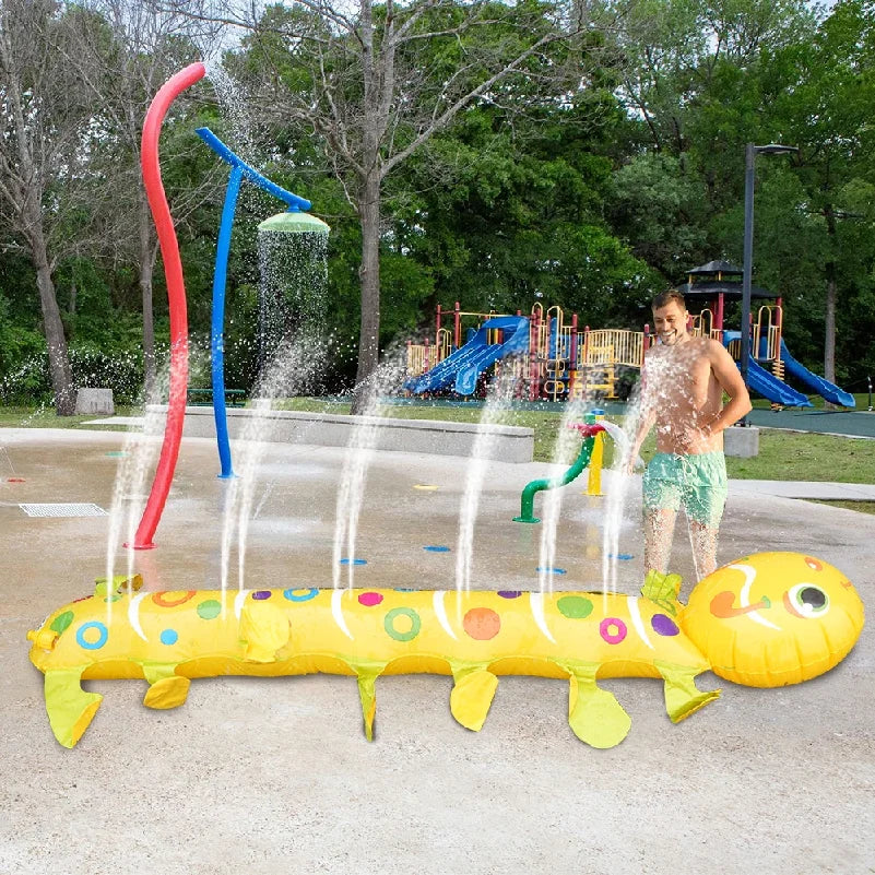 Caterpillar Sprinkler Pad Splash Play Mat for Kids Toddlers Summer Outdoor Backyard Lawn Water Toys Inflatable Spray Pad