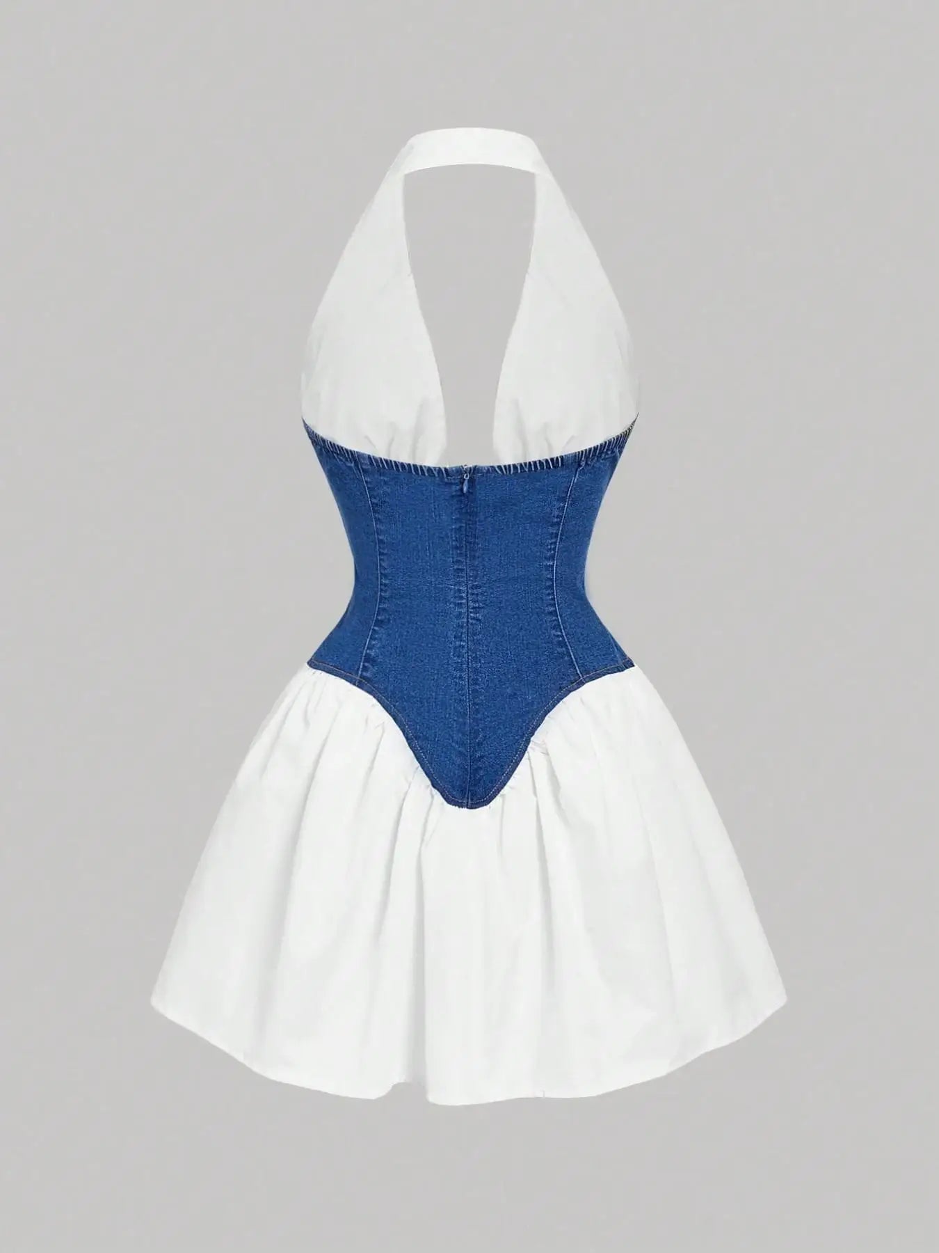 white and blue dress