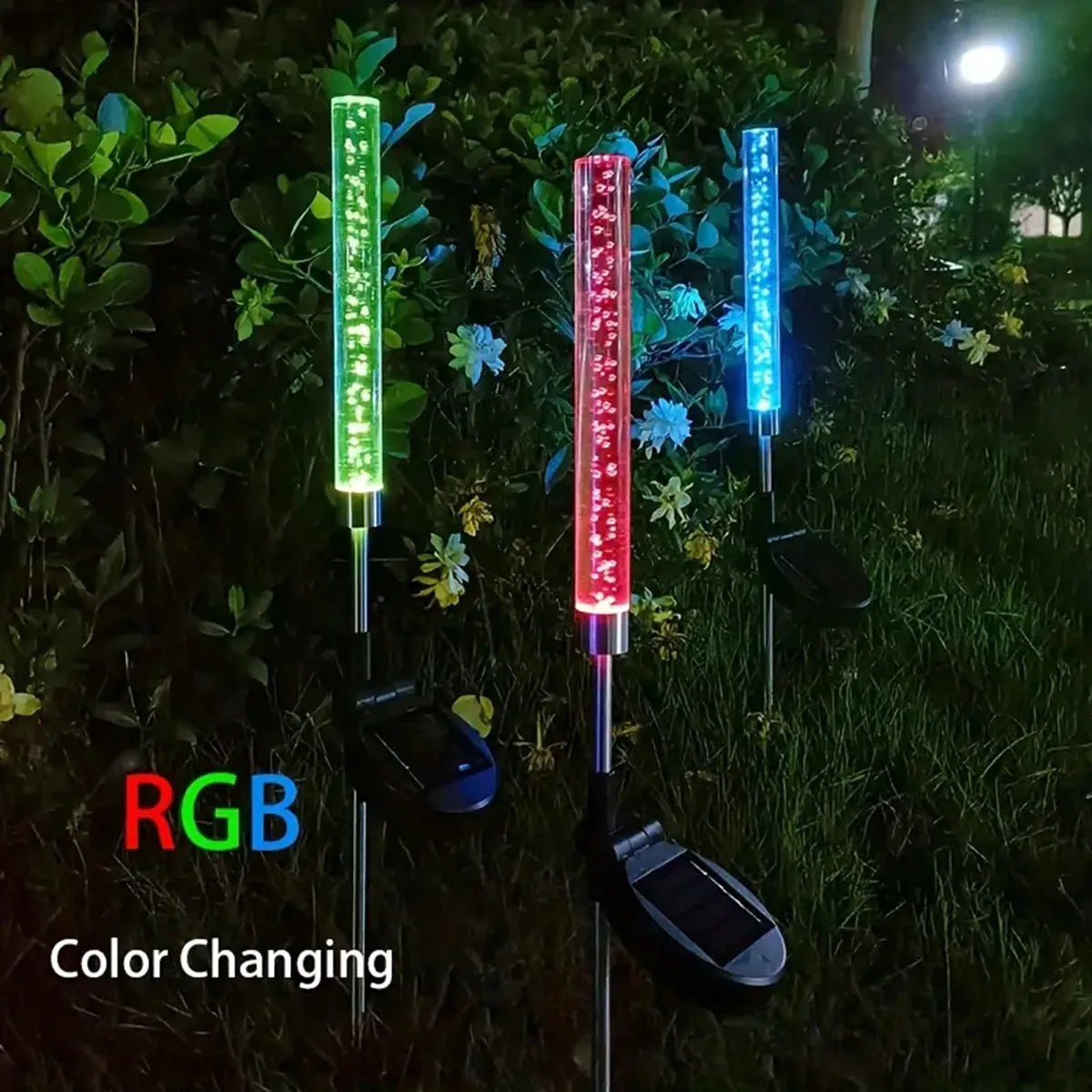 1/2pcs Solar Bubble Bar Garden Light Outdoor Color Changing Solar Landscape Path Light For Terrace Lawn And Courtyard Decor