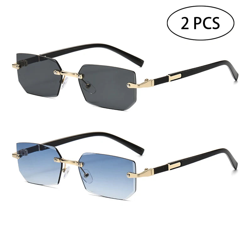 Rimless Rectangle Sunglasses with UV400 Protection