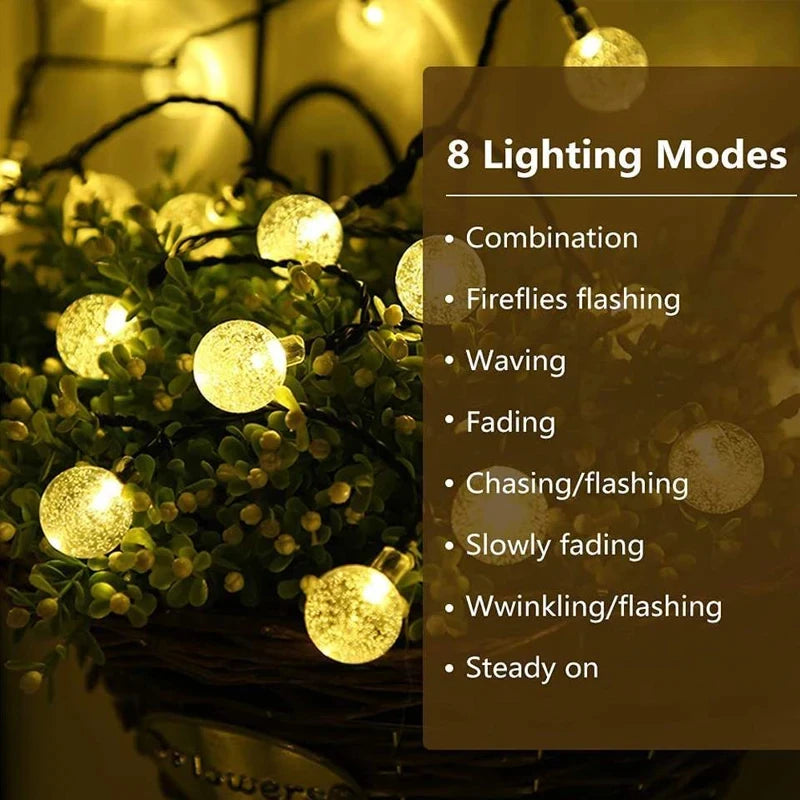 Solar Crystal Globe Fairy String Lights