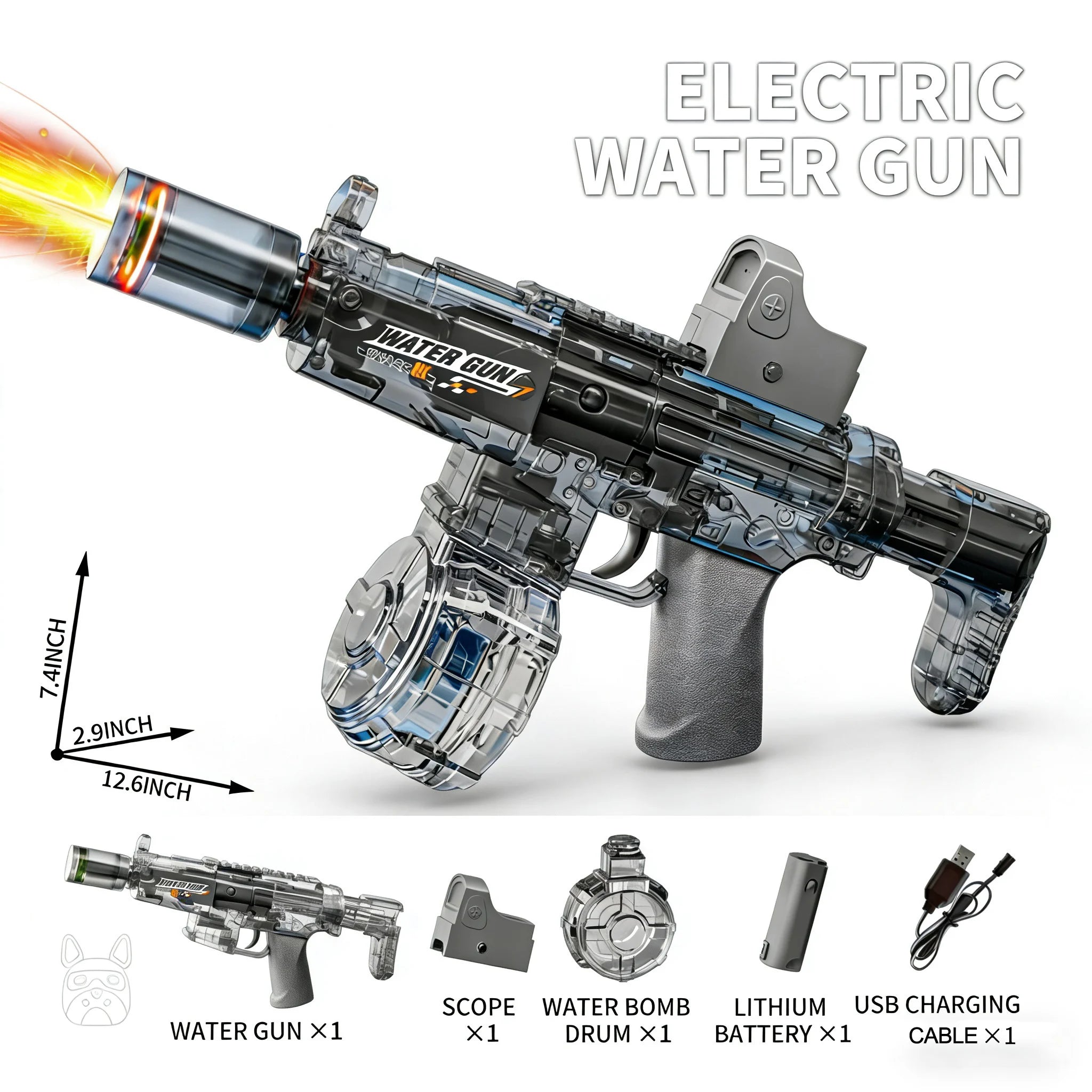 Electric Auto Water Gun with Lights