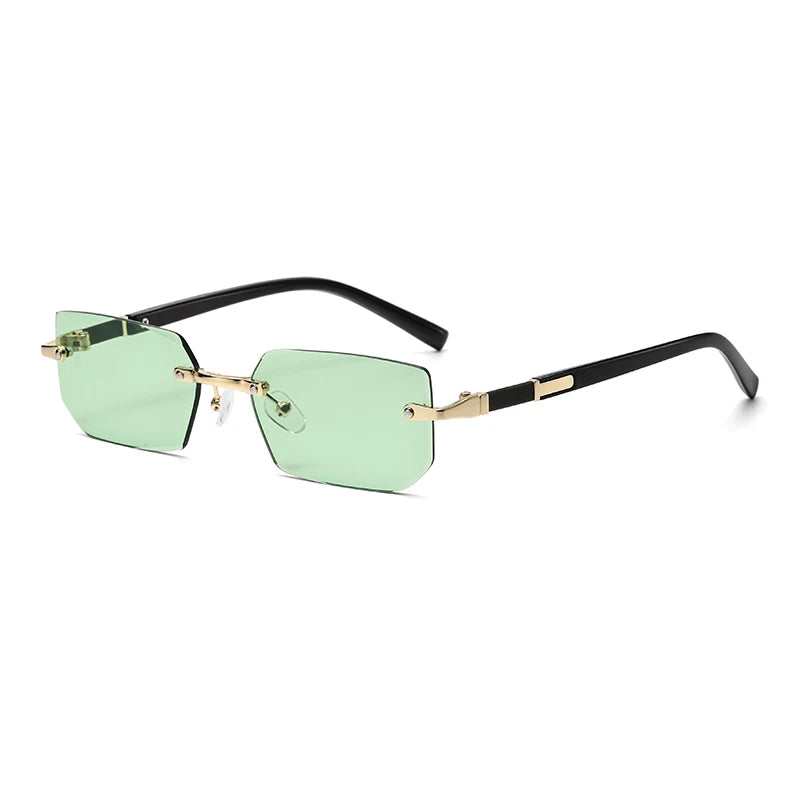 Rimless Rectangle Sunglasses with UV400 Protection