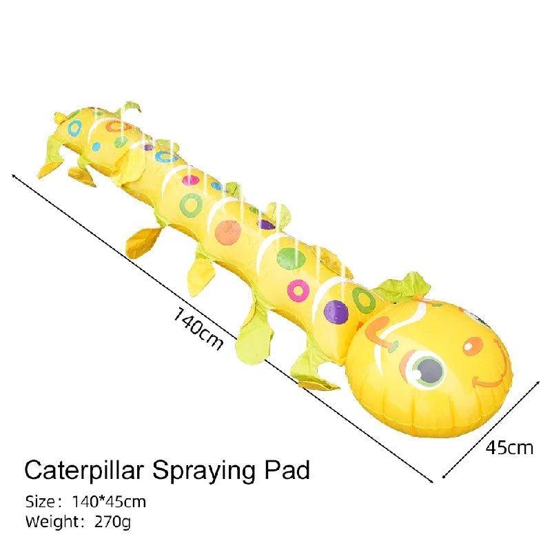 Caterpillar Sprinkler Pad Splash Play Mat for Kids Toddlers Summer Outdoor Backyard Lawn Water Toys Inflatable Spray Pad
