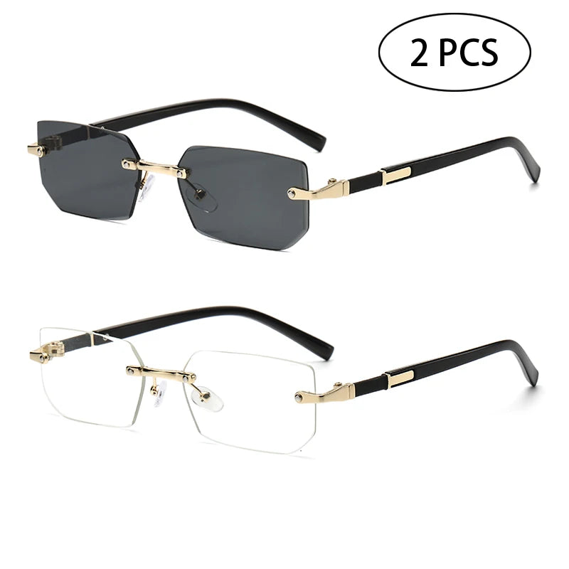 Rimless Rectangle Sunglasses with UV400 Protection