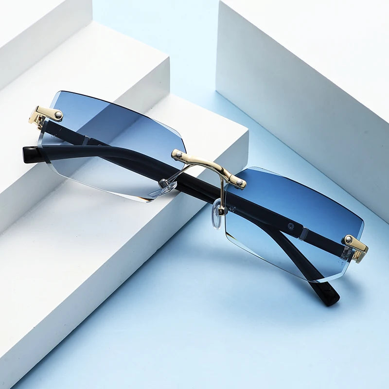 Rimless Rectangle Sunglasses with UV400 Protection
