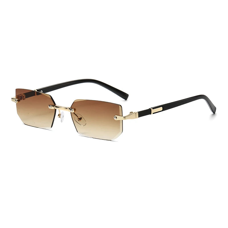 Rimless Rectangle Sunglasses with UV400 Protection