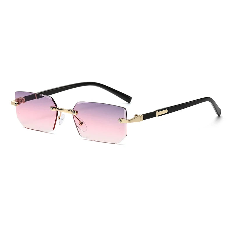 Rimless Rectangle Sunglasses with UV400 Protection