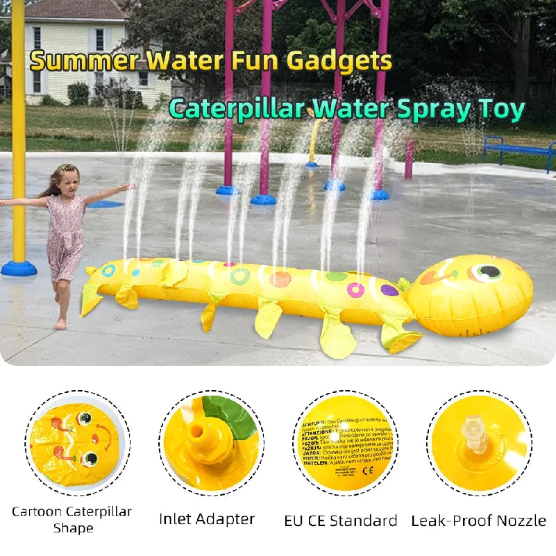 Caterpillar Sprinkler Pad Splash Play Mat for Kids Toddlers Summer Outdoor Backyard Lawn Water Toys Inflatable Spray Pad