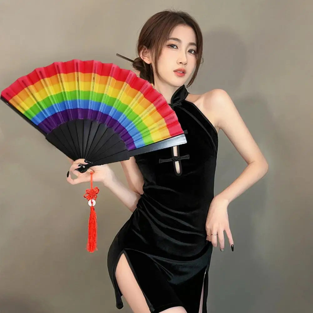Rainbow Folding Hand Fan
