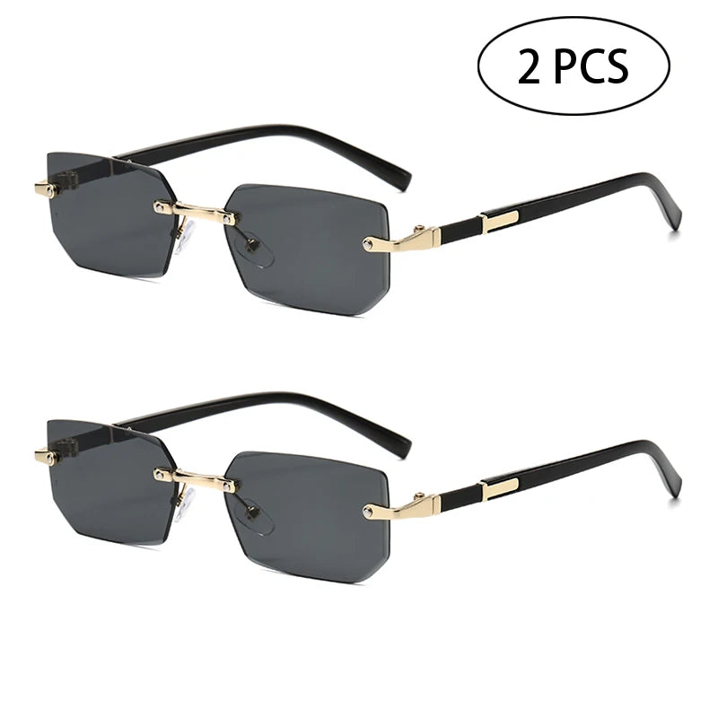 Rimless Rectangle Sunglasses with UV400 Protection