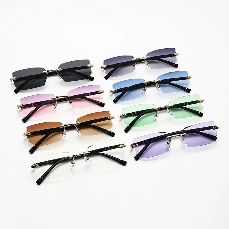 Rimless Rectangle Sunglasses with UV400 Protection