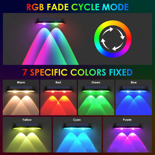 4pcs Solar Fence Light RGB Color Changing Outdoor Garden Yard Decor Step Lamp IP65 Waterproof Pathway Wall Stair Lamp Balcony