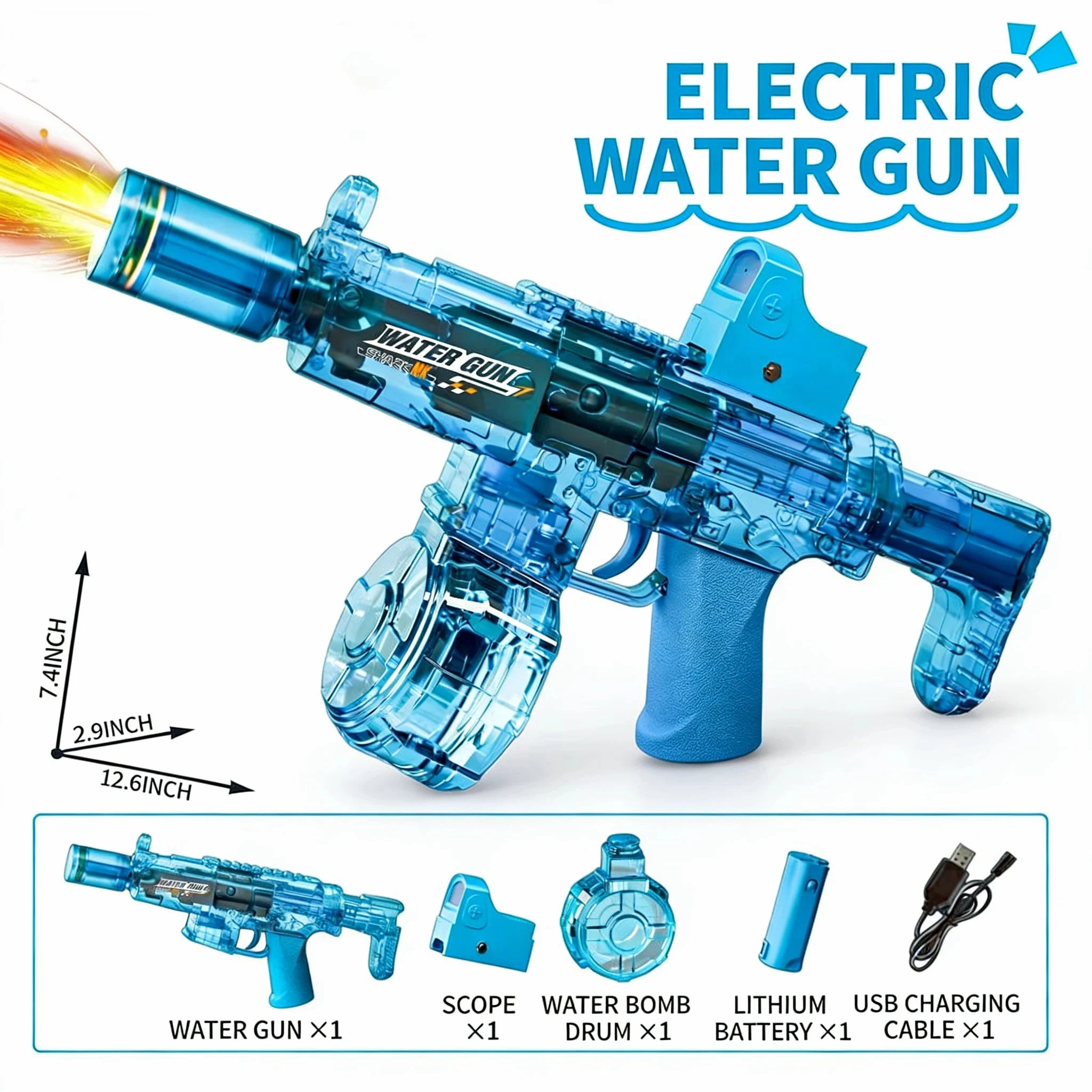Electric Auto Water Gun with Lights