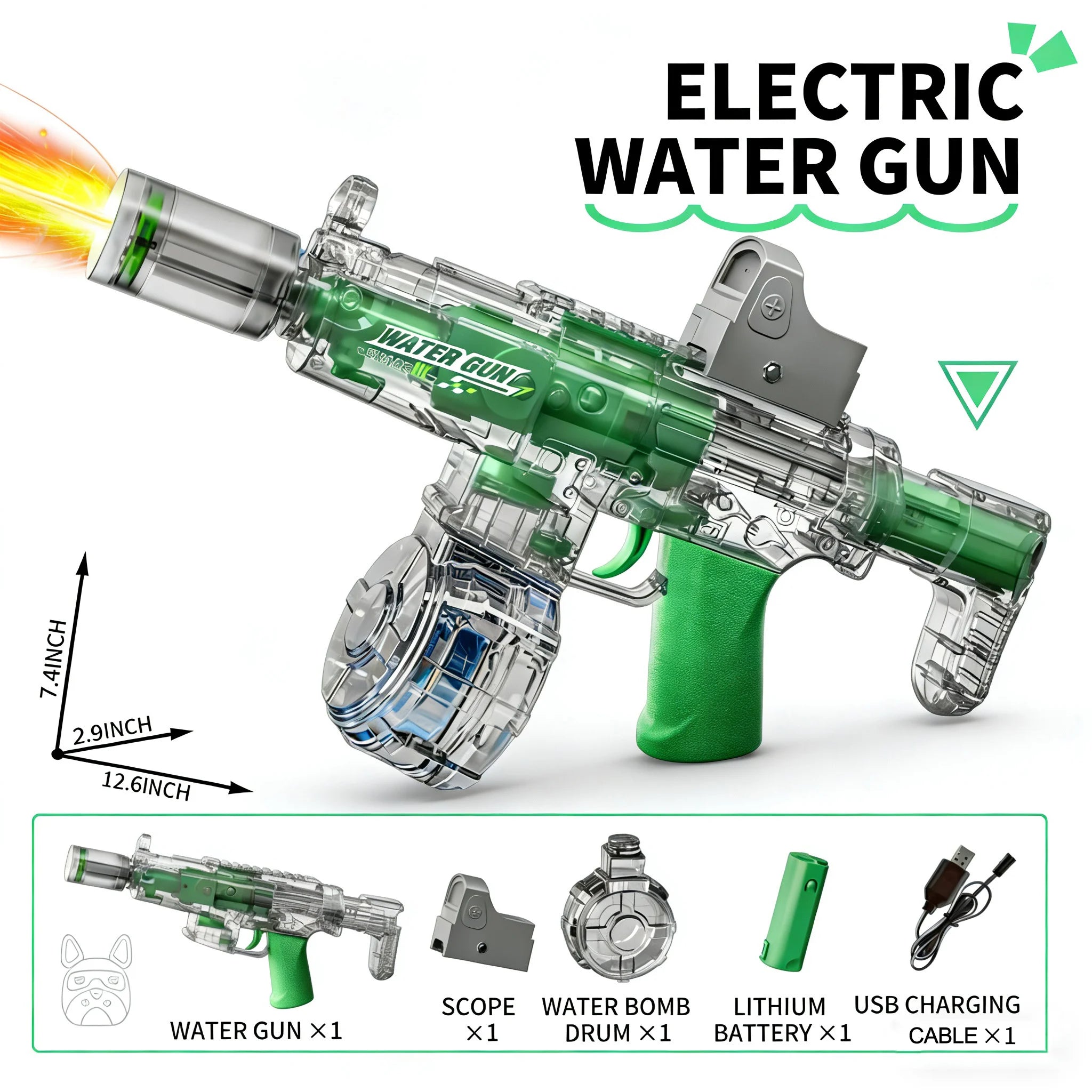 Electric Auto Water Gun with Lights
